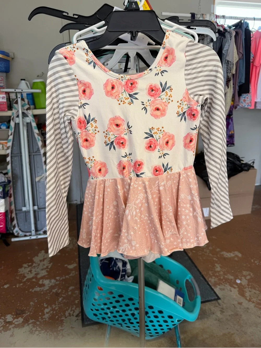 Girls Floral Peplum Dance Costume - Pink